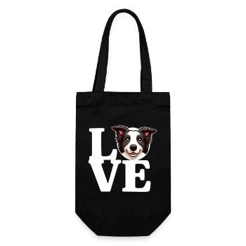 LIEBE Border Collie Hund Hundeliebhaber Lustig - Geschenkbeutel für Flaschen - Schwarz - Vorne
