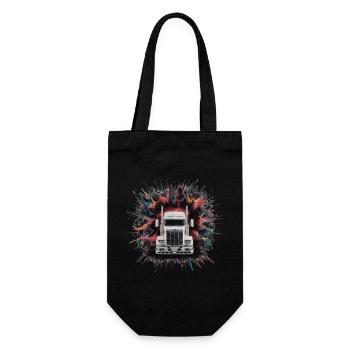 Cargo Semi Trailer Truck Print - Gift Bag for Bottles - black - Front