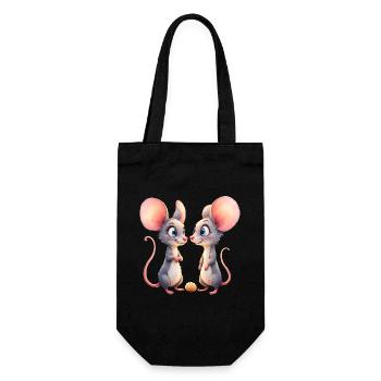 Petites souris face à face - Sac à bouteille - noir - Devant