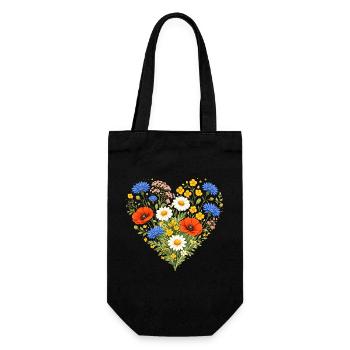 Cœur de fleurs sauvages Décor floral naturel coloré - Sac à bouteille - noir - Devant