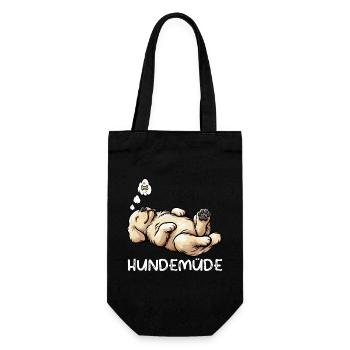 Hundemüde Golden Retriever Goldie Goldiebesitzer - Geschenkbeutel für Flaschen - Schwarz - Vorne