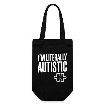 Ich bin buchstäblich autistisch - Geschenkbeutel für Flaschen - Schwarz - Vorne