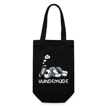 Hundemüde Schnauzer Riesenschnauzer Schnauzerhund - Geschenkbeutel für Flaschen - Schwarz - Vorne