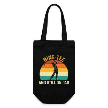 Neun Abschlag immer noch auf Par, 90. Golf-Geburtstag - Geschenkbeutel für Flaschen - Schwarz - Vorne