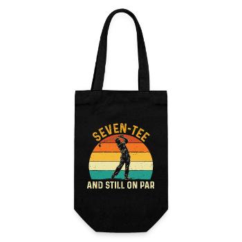 Sieben Abschlag immer noch auf Par 70. Golf-Geburtstag - Geschenkbeutel für Flaschen - Schwarz - Vorne