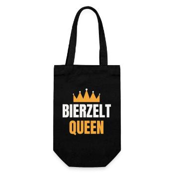 Bierzelt Queen – Volksfest Frauen Krone Spruch - Geschenkbeutel für Flaschen - Schwarz - Vorne