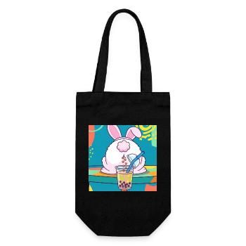 Bubble Tea Boba Drôle de Lapin mignon - Sac à bouteille - noir - Devant