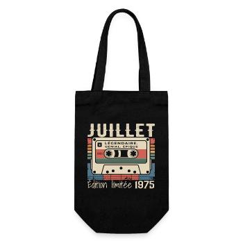 Cassette Rétro 1975 Cadeau Anniversaire Juillet 19 - Sac à bouteille - noir - Devant
