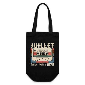 Cassette 1978 Cadeau Anniversaire Juillet 1978  - Sac à bouteille - noir - Devant
