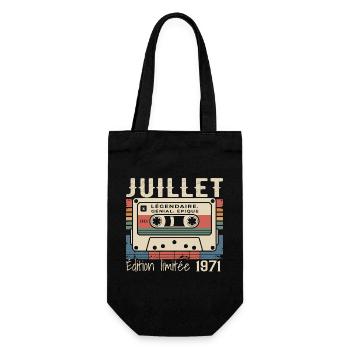 Cassette Rétro 1971 Cadeau Anniversaire Juillet 19 - Sac à bouteille - noir - Devant