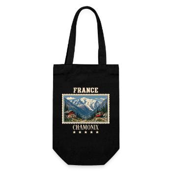 Frankreich Chamonix Vintage Reisemarke - Geschenkbeutel für Flaschen - Schwarz - Vorne