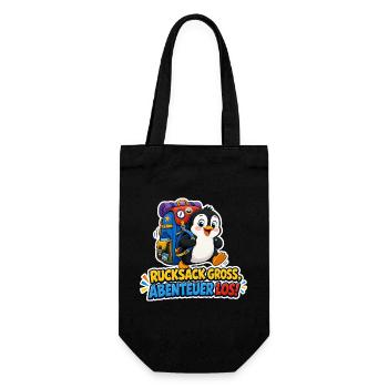 Pinguin Rucksack groß Abenteuer los Reise Humor - Geschenkbeutel für Flaschen - Schwarz - Vorne