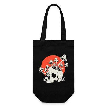 Crâne aux champignons Soleil rouge - Sac à bouteille - noir - Devant