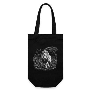 Majestic lion in a wide savannah landscape - Gift Bag for Bottles - black - Front