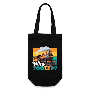 Who Tooted Lustiger Zug Lokomotive Humor - Geschenkbeutel für Flaschen - Schwarz - Vorne