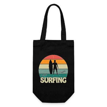 Surfing Sunset Man - Geschenkbeutel für Flaschen - Schwarz - Vorne
