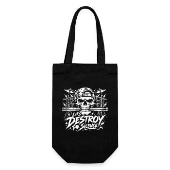 Drummer Skull Let’s Destroy The Silence - Geschenkbeutel für Flaschen - Schwarz - Vorne