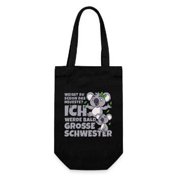 Bald Große Schwester Koala Geschwister Mädchen - Geschenkbeutel für Flaschen - Schwarz - Vorne