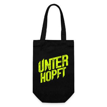 Unterhopft - Bier - Saufen - Lustig - Alkohol - Geschenkbeutel für Flaschen - Schwarz - Vorne