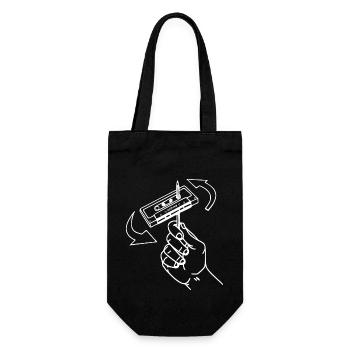 Casette Audio Rétro des années 80 - Sac à bouteille - noir - Devant
