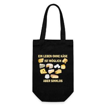 Ein Leben ohne Käse ist möglich aber sinnlos - Geschenkbeutel für Flaschen - Schwarz - Vorne
