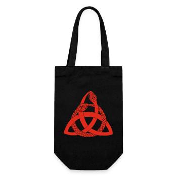 Rote Schlangen und keltisches Symbol - Geschenkbeutel für Flaschen - Schwarz - Vorne