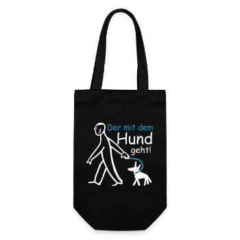 Der mit dem Hund geht ! - Geschenkbeutel für Flaschen - Schwarz - Vorne