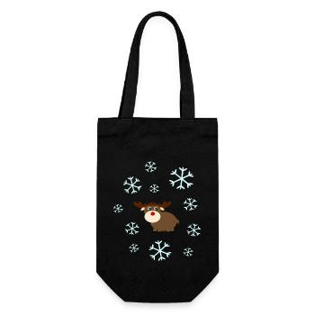 Rentier im Schnee Elche Schneeflocke Weihnachten - Geschenkbeutel für Flaschen - Schwarz - Vorne