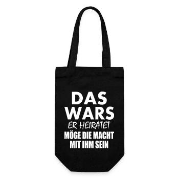 Das wars er heiratet - Geschenkbeutel für Flaschen - Schwarz - Vorne