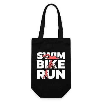 Schwimmen Radfahren Laufen Wiederholen - Geschenkbeutel für Flaschen - Schwarz - Vorne