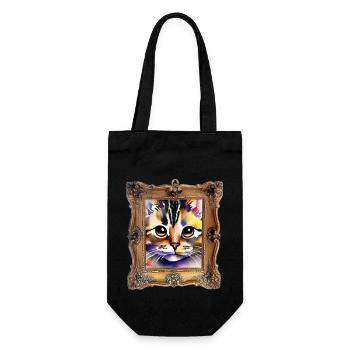 Katzengesicht 5 - Geschenkbeutel für Flaschen - Schwarz - Vorne