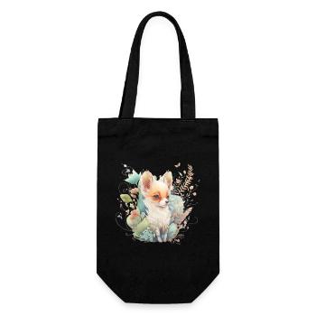 Renard Aquarelle Fleurs - Sac à bouteille - noir - Devant