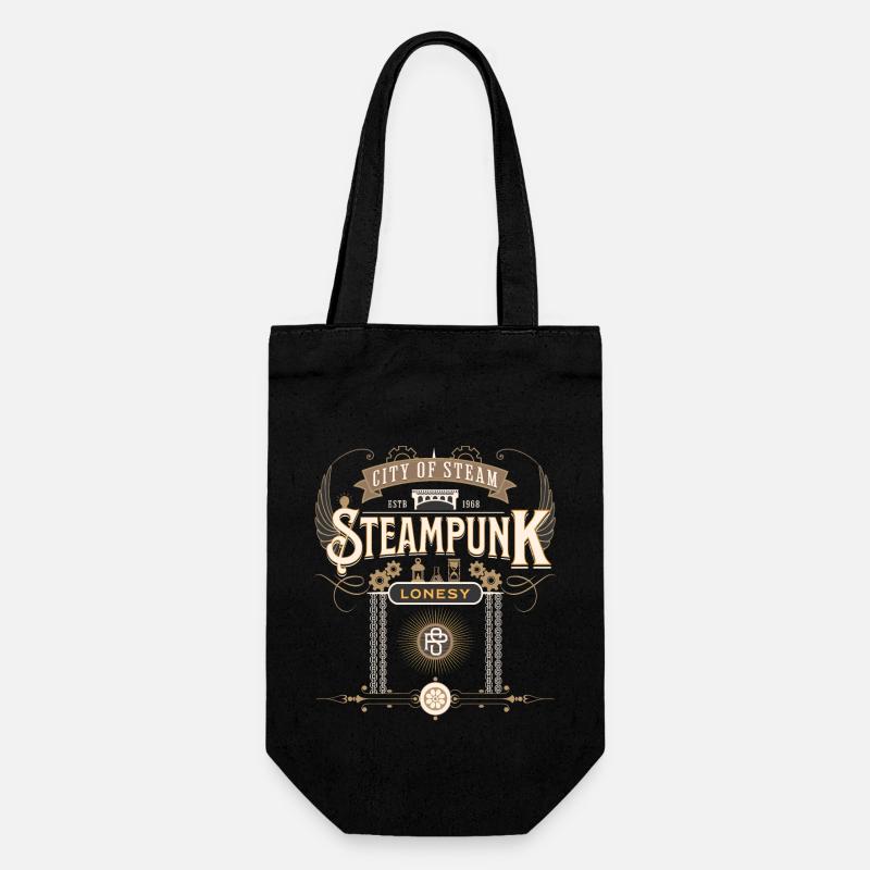 Viktorianisches Steampunk Design mit Ketten - Geschenkbeutel für Flaschen - Schwarz