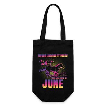 This girl loves horses | June - Gift Bag for Bottles - black - Front