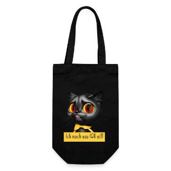 ichMachWas Katze - Geschenkbeutel für Flaschen - Schwarz - Vorne
