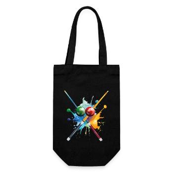 Billiard Pool Snooker Cue Balls Splash Colorful - Gift Bag for Bottles - black - Front