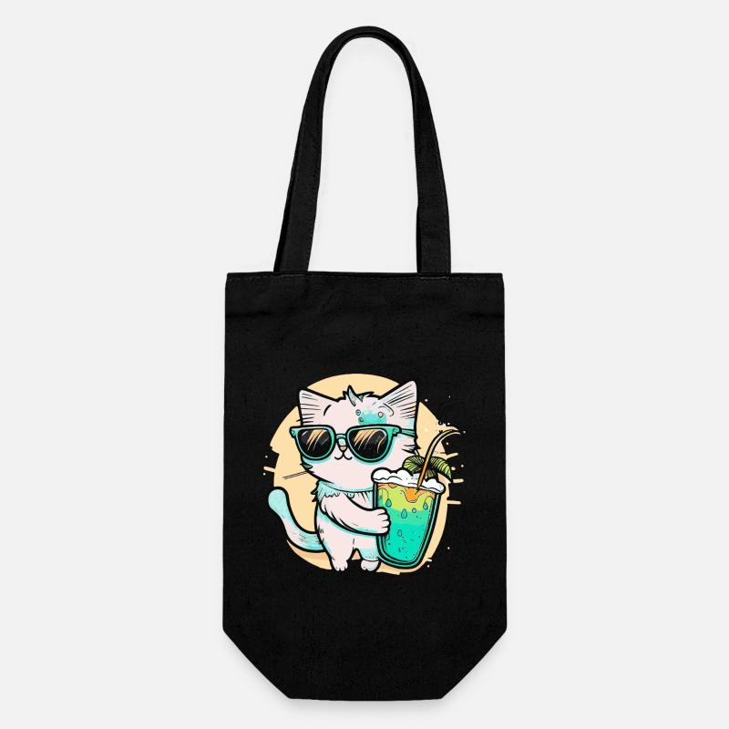 Le chat le plus cool de la plage - Sac à bouteille - noir