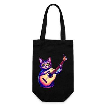Guitariste Chat domestique Chat Chat Guitare Chat Chaton - Sac à bouteille - noir - Devant