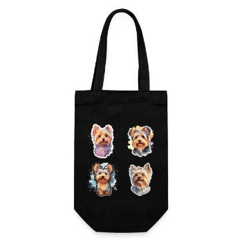 Yorkshire Terrier Dog Watercolor - Geschenkbeutel für Flaschen - Schwarz - Vorne