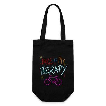 Fahrrad ist meine Therapie - Geschenkbeutel für Flaschen - Schwarz - Vorne