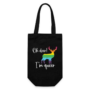 Pride Month LGBTQ - Oh Deer I'm Queer! - Gift Bag for Bottles - black - Front