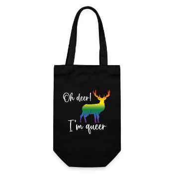Pride Month LGBTQ - Oh Deer I'm Queer! - Gift Bag for Bottles - black - Front