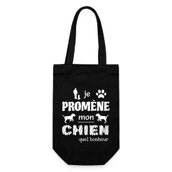Je promène mon chien quel bonheur - Sac à bouteille - noir - Devant
