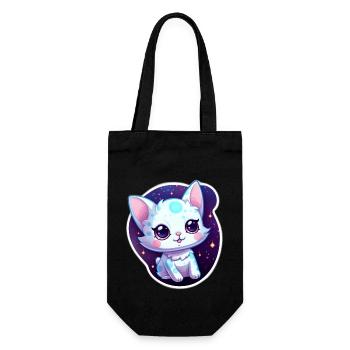 "Kitty Galaxy: Cute Cartoon Floating in Space" - Gift Bag for Bottles - black - Front