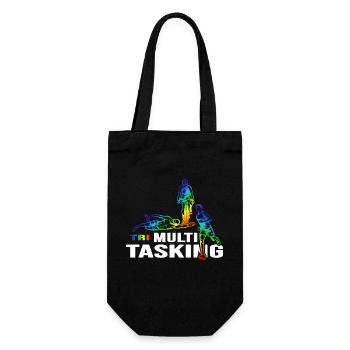 Triathlon multitasking Triathlet "swim-bike-run" - Geschenkbeutel für Flaschen - Schwarz - Vorne