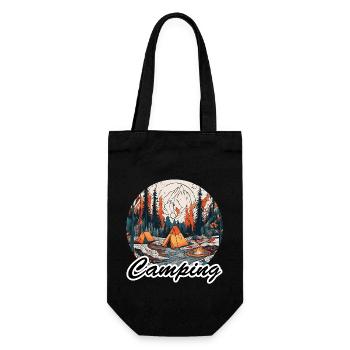 Camping / Zelten / Wald / Wildnis / Lagerfeuer - Geschenkbeutel für Flaschen - Schwarz - Vorne