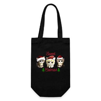 Sweet Catmas, Cat Christmas - Gift Bag for Bottles - black - Front