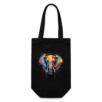 Elephant with headphones music - Gift Bag for Bottles - black - Front
