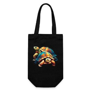 Schildkröten Motiv einfach - Bunt - Geschenkbeutel für Flaschen - Schwarz - Vorne