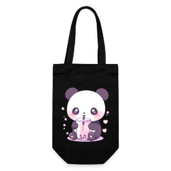 kawaii panda bubble tea boba tea - Geschenkbeutel für Flaschen - Schwarz - Vorne